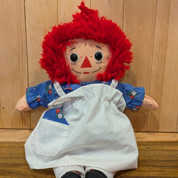 PlaysKool 1987 Raggedy Ann Doll with Red Hair and Blue Dress 12" Tall - Picture 5 of 6